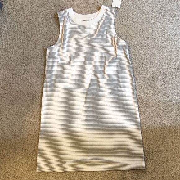 a new day Dresses & Skirts - a new‎ day Striped Sleeveless Midi Dress - White and Gray